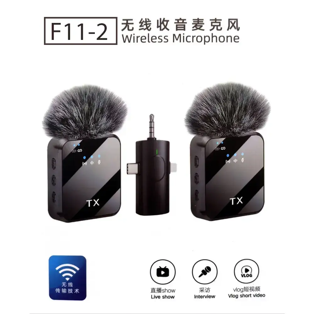 F11 Wireless Microphone | Dual Mic for Smartphone, Vlog & Live Streaming