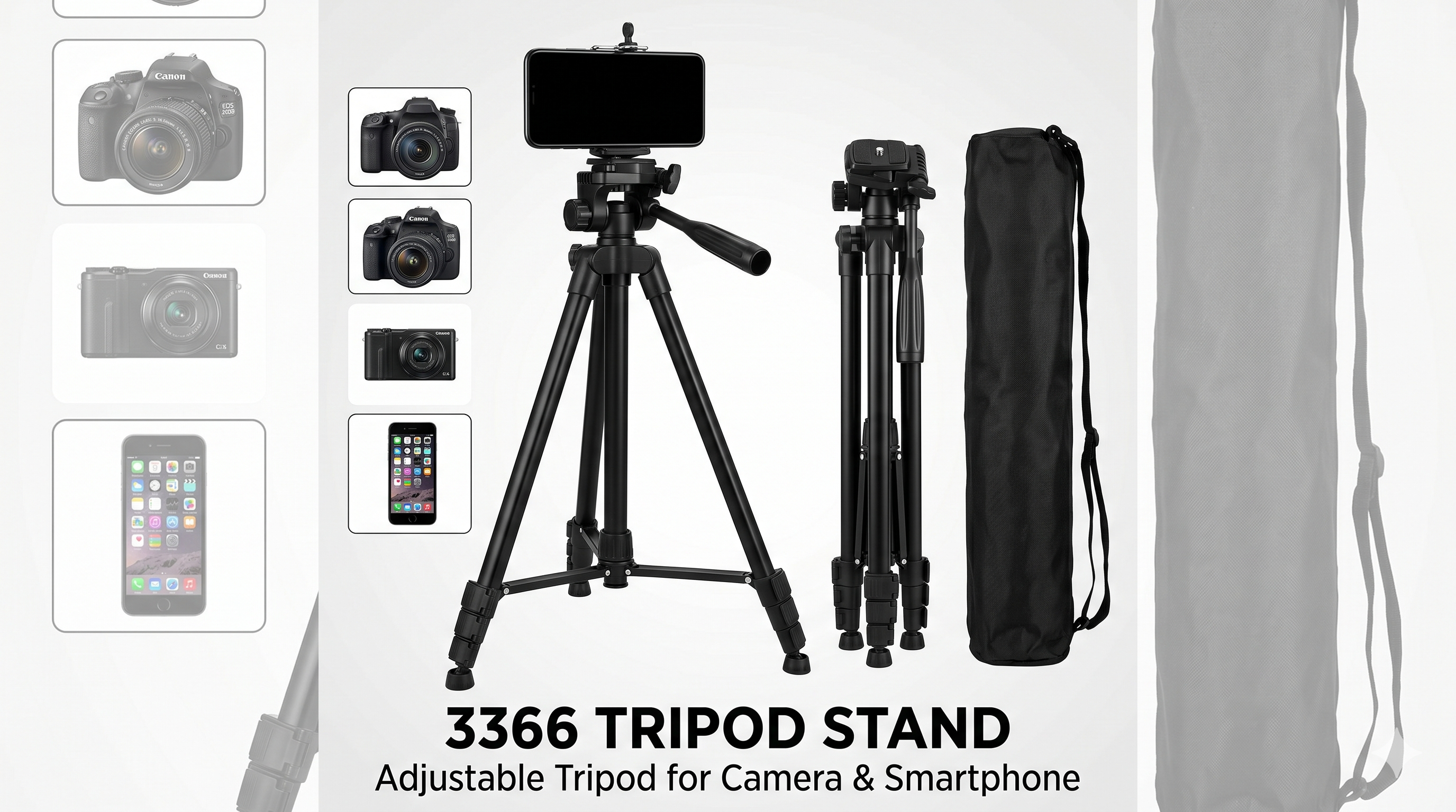 3366 Tripod Stand | Adjustable Tripod for Camera & Smartphone