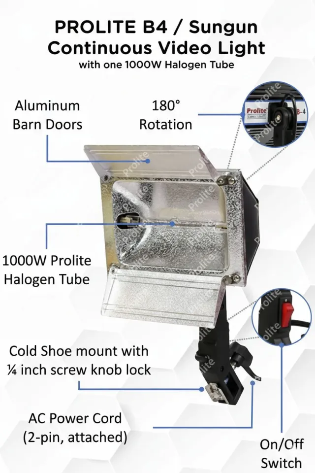 Sungun Video Light Set 1000W | B4 Continuous Halogen Light for Video Shooting
